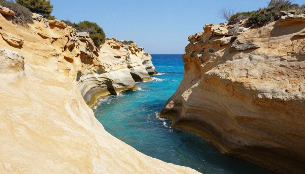 The unique rock formations of Canal d'Amour in Corfu with turquoise waters